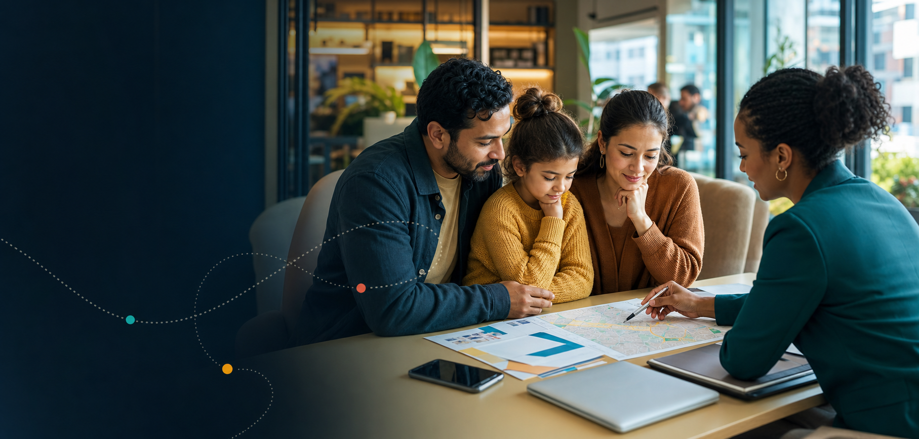 A family talking through their next steps.